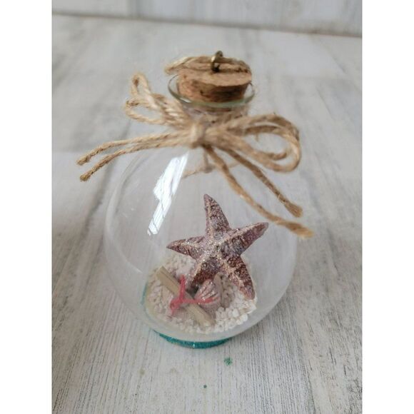 Starfish Message bottle Glitter ornament Xmas decor - Picture 2 of 7